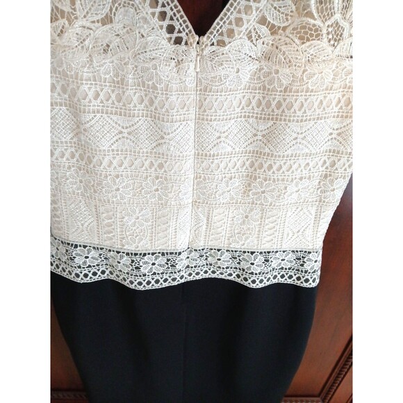 NWT TADASHI SHOJI Women's Sz 14 Black w/Ivory Lace Overlay Formal Dress Elegant! - Picture 8 of 13